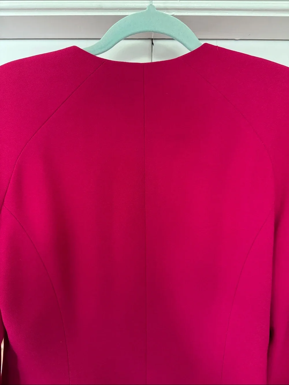 Dior Women's Magenta Pink Asymmetrical-Neck Button Jacket